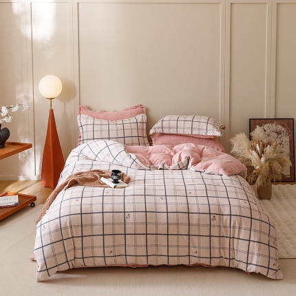 91家纺网 家纺一手货源 找家纺 （总）富瑞阁 2024小红书ins风加厚小清新牛奶绒床盖四件套