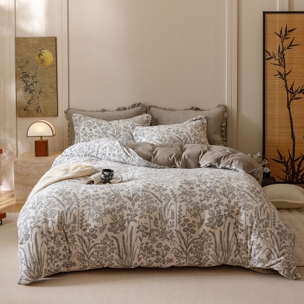 91家纺网 家纺一手货源 找家纺 （总）富瑞阁 2024小红书ins风加厚小清新牛奶绒床盖四件套