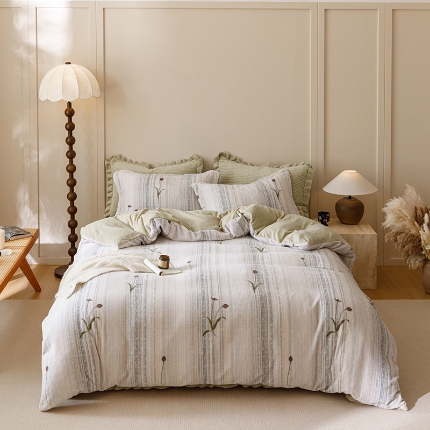 91家纺网 家纺一手货源 找家纺 （总）富瑞阁 2024小红书ins风加厚小清新牛奶绒床盖四件套