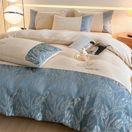 91家纺网 家纺一手货源 找家纺 （总）床绮 2024新款加厚牛奶绒提花刺绣四件套-星画