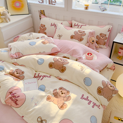 91家纺网 家纺一手货源 找家纺 （总）枋梢家纺 2024新款加厚牛奶绒印花四件套