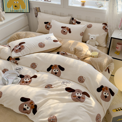 91家纺网 家纺一手货源 找家纺 （总）枋梢家纺 2024新款加厚牛奶绒印花四件套