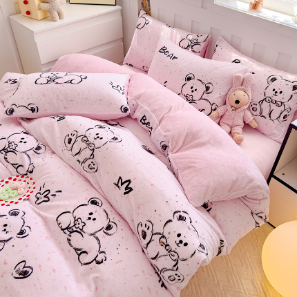 91家纺网 家纺一手货源 找家纺 （总）枋梢家纺 2024新款加厚牛奶绒印花四件套