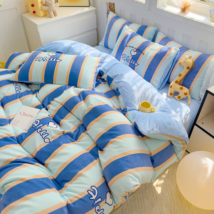 91家纺网 家纺一手货源 找家纺 （总）枋梢家纺 2024新款加厚牛奶绒印花四件套