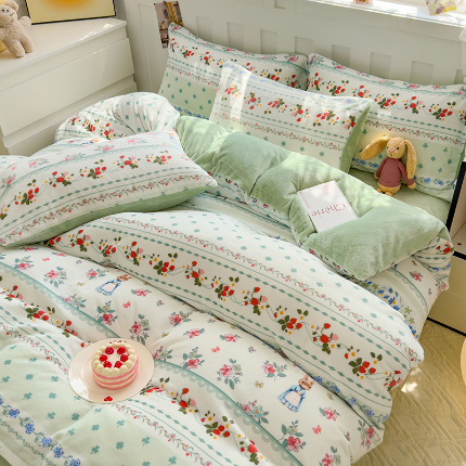 91家纺网 家纺一手货源 找家纺 （总）枋梢家纺 2024新款加厚牛奶绒印花四件套