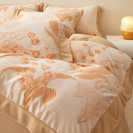 （总）控价 2025新款高克重240克A类全消光印花牛奶绒四件套-铃兰