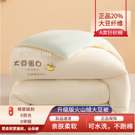 （总）佳居缘 2025新款小奶猫A类针织棉火山绒大豆被被子被芯软糯单人双人被芯冬被