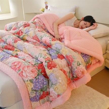 91家纺网 家纺一手货源 找家纺 （总）小鱼儿家纺 秋冬新款直播爆款全棉A类豆豆绒被子被芯纯棉豆豆被冬被大豆蛋白纤维抗菌被春秋被【一路繁花】