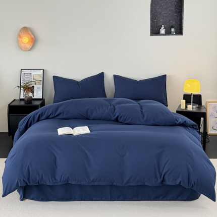 沃朴家居 2024新款纯色水洗棉四件套学生三件套克莱因蓝