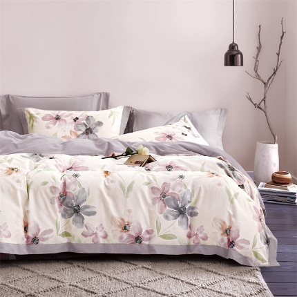 91家纺网 家纺一手货源 找家纺 （总）薏思家纺 2025新款磨毛大飞边工艺四件套-海棠依旧系列