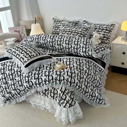 91家纺网 家纺一手货源 找家纺 （总）添越 2024新款牛奶绒夹棉床盖三件套四件套