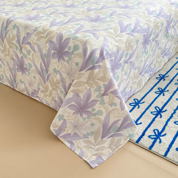 91家纺网 家纺一手货源 找家纺 绵庭家纺 2025新款全棉印花四件套系列 紫叶倾城