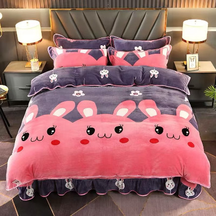 91家纺网 家纺一手货源 找家纺 （总）沐妍家纺 2025新款7斤加厚保暖金貂绒牛奶绒印花四件套