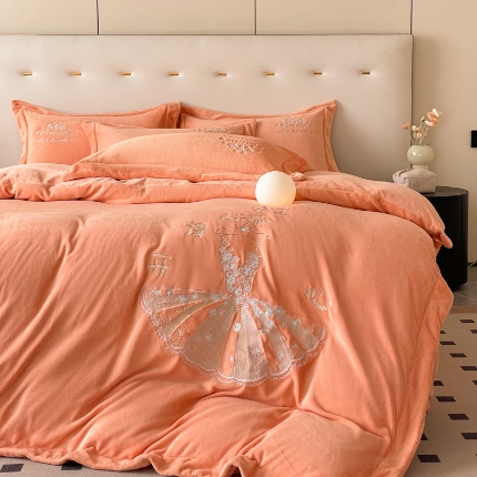 91家纺网 家纺一手货源 找家纺 （总）新方向 2025新款全消光A类牛奶绒四件套-公主请开心2