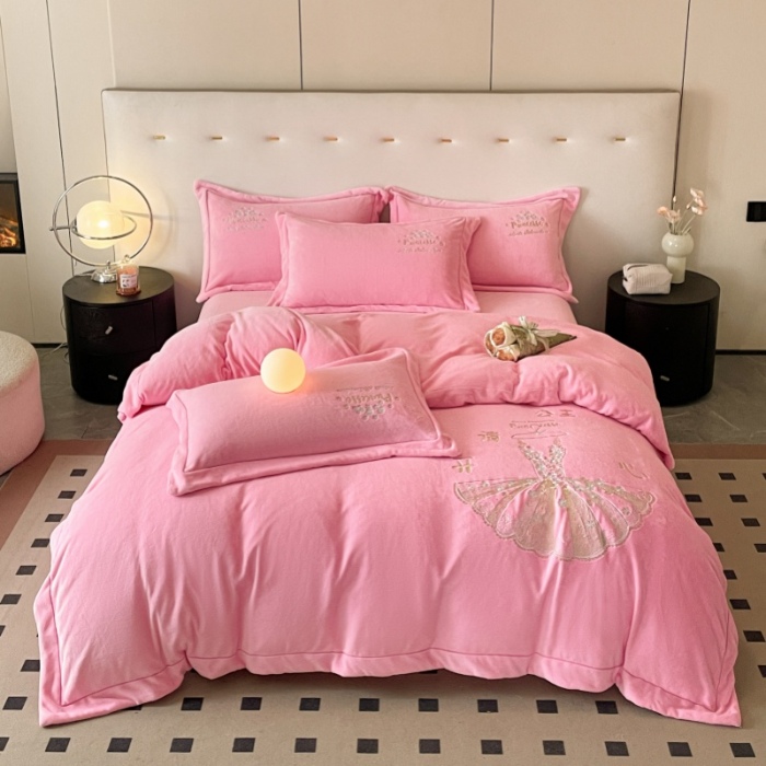 91家纺网 家纺一手货源 找家纺 （总）新方向 2025新款全消光A类牛奶绒四件套-公主请开心2