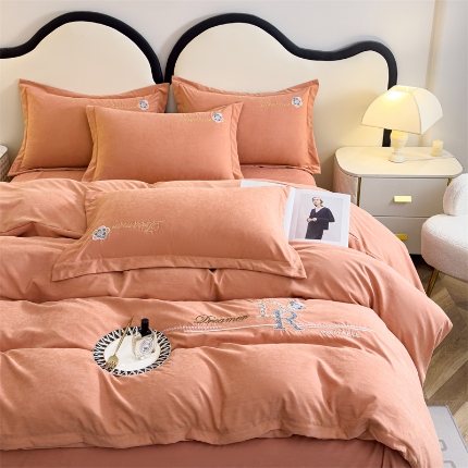 91家纺网 家纺一手货源 找家纺 （总）逸林家纺《原希尔顿逸林》 2024新款斜纹磨毛四件套水洗斜纹棉蛋白棉绣花四件套-梦想系列