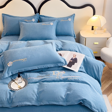 91家纺网 家纺一手货源 找家纺 （总）逸林家纺《原希尔顿逸林》 2024新款斜纹磨毛四件套水洗斜纹棉蛋白棉绣花四件套-梦想系列