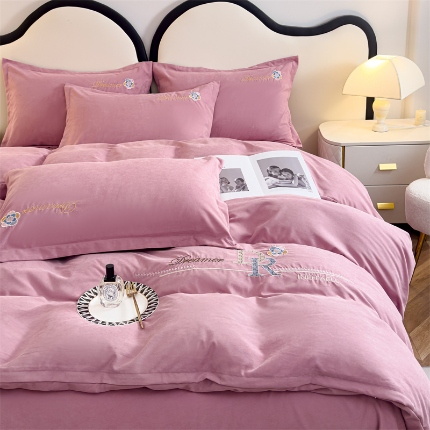 91家纺网 家纺一手货源 找家纺 （总）逸林家纺《原希尔顿逸林》 2024新款斜纹磨毛四件套水洗斜纹棉蛋白棉绣花四件套-梦想系列