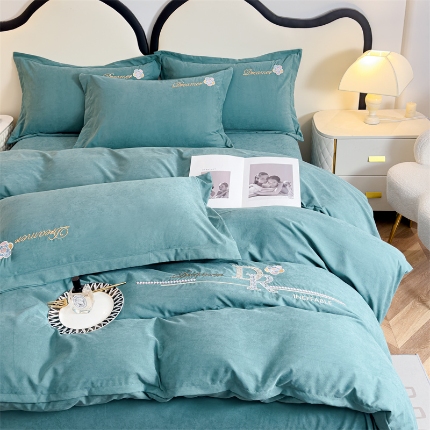 91家纺网 家纺一手货源 找家纺 （总）逸林家纺《原希尔顿逸林》 2024新款斜纹磨毛四件套水洗斜纹棉蛋白棉绣花四件套-梦想系列