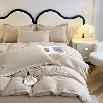 91家纺网 家纺一手货源 找家纺 （总）逸林家纺《原希尔顿逸林》 2024新款斜纹磨毛四件套水洗斜纹棉蛋白棉绣花四件套-梦想系列