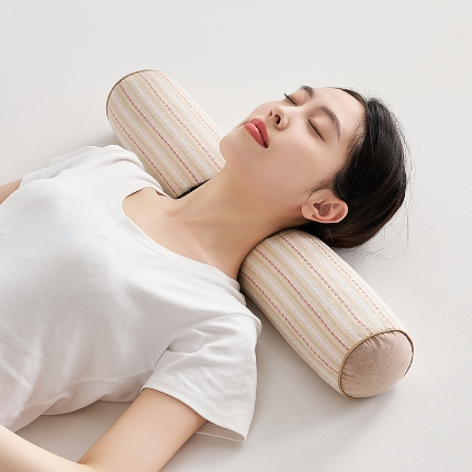 91家纺网 家纺一手货源 找家纺 （总）乐可 2024新款全棉3D条纹荞麦圆柱枕枕头枕芯