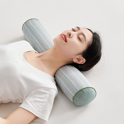 91家纺网 家纺一手货源 找家纺 （总）乐可 2024新款全棉3D条纹荞麦圆柱枕枕头枕芯