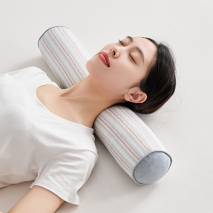 91家纺网 家纺一手货源 找家纺 （总）乐可 2024新款全棉3D条纹荞麦圆柱枕枕头枕芯