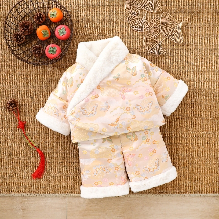 91家纺网 家纺一手货源 找家纺 （总）儿童中式国风羽绒服男女童2024冬装新款保暖宝宝白鸭绒外套拜年服