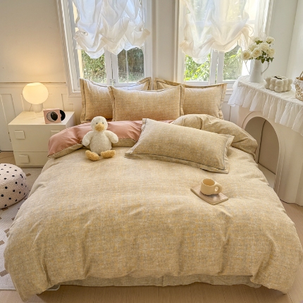 91家纺网 家纺一手货源 找家纺 (总) 简约 2025新款全棉四件套活性生态磨毛四件套