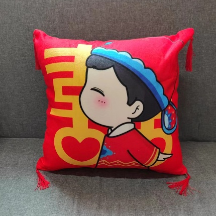 91家纺网 家纺一手货源 找家纺 （总）亏本处理库存赠品直播红色婚庆抱枕结婚喜庆双面抱枕套