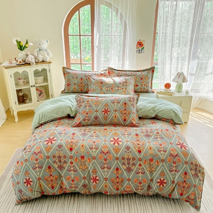 91家纺网 家纺一手货源 找家纺 （总）正莱欣 2025新品加厚生态棉磨毛四件套高克重植物羊绒床单款床笠款四件套大量现货（学生三件套）