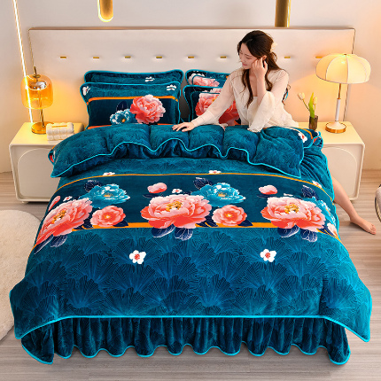 91家纺网 家纺一手货源 找家纺 （总 ）新8.5-9.5斤法莱绒四件套珊瑚牛奶金貂绒四件套床裙