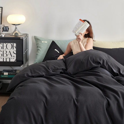 91家纺网 家纺一手货源 找家纺 （总）简家居 2024新款华夫格新颜色混搭系列四件套