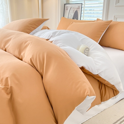 91家纺网 家纺一手货源 找家纺 水洗棉四件套非纯棉单床单被套简约床品床单款三件套学生套件