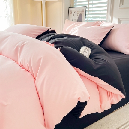 91家纺网 家纺一手货源 找家纺 水洗棉四件套非纯棉单床单被套简约床品床单款三件套学生套件