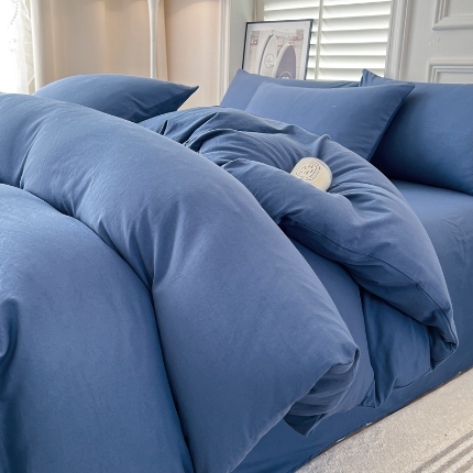 91家纺网 家纺一手货源 找家纺 水洗棉四件套非纯棉单床单被套简约床品床单款三件套学生套件