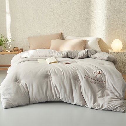 91家纺网 家纺一手货源 找家纺 子由家居 2024新款玉米粒绣花立体绣花100%新疆棉花被被子被芯 立体棉花-浅灰