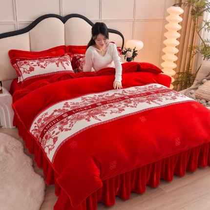 91家纺网 家纺一手货源 找家纺 （总）羽梦2025新款8.5斤牛奶法莱绒金貂法兰绒四件套直播爆款