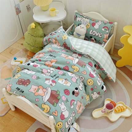 91家纺网 家纺一手货源 找家纺 禧缘家纺（原梦想家） 2024新款儿童牛奶绒三件套 动物派对