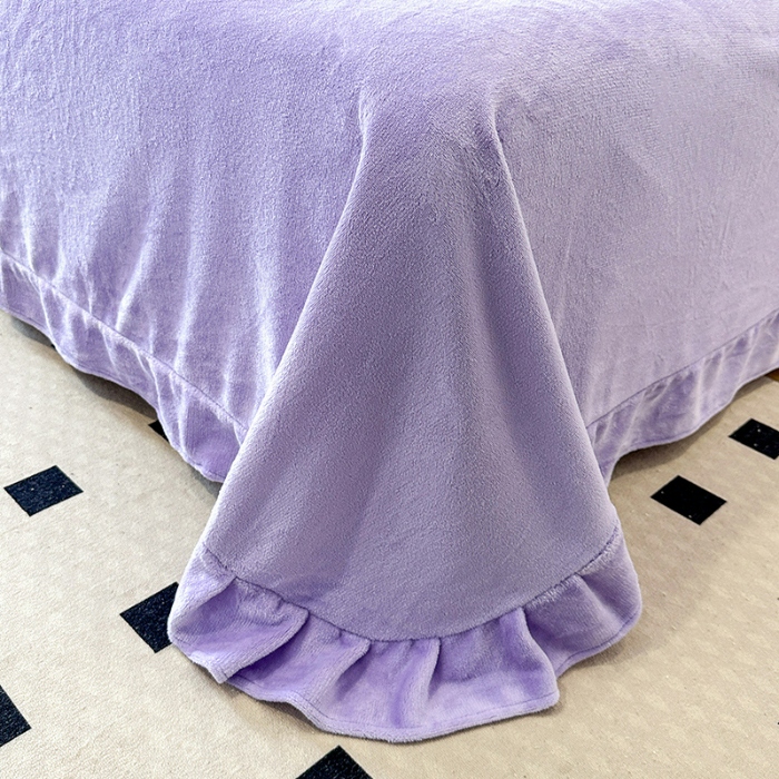 91家纺网 家纺一手货源 找家纺 9斤高端韩版少女心法式公主风贴布绣花牛奶绒四件套小清新绒兔毛绒法莱绒床盖被套丝绒兔毛绒法莱绒床盖被套  锦上添花-梦幻紫