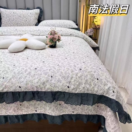 91家纺网 家纺一手货源 找家纺 （总）大大法式花边纯棉床盖 加大花边水洗纯棉床盖230*260