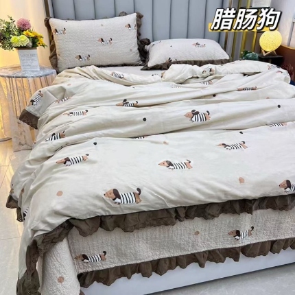 91家纺网 家纺一手货源 找家纺 （总）大大法式花边纯棉床盖 加大花边水洗纯棉床盖230*260