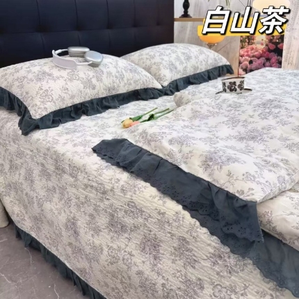 91家纺网 家纺一手货源 找家纺 （总）大大法式花边纯棉床盖 加大花边水洗纯棉床盖230*260