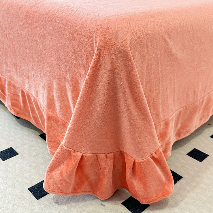 91家纺网 家纺一手货源 找家纺 9斤高端韩版少女心法式公主风贴布绣花牛奶绒四件套小清新绒兔毛绒法莱绒床盖被套丝绒兔毛绒法莱绒床盖被套 锦上添花-艾玛橙 