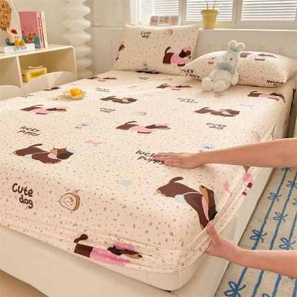 91家纺网 家纺一手货源 找家纺 多品家纺 2024新款超柔水洗棉ins风单品床笠 小可爱