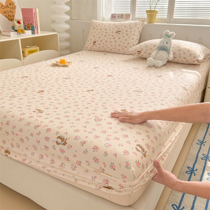 91家纺网 家纺一手货源 找家纺 多品家纺 2024新款超柔水洗棉ins风单品床笠 浪漫花园