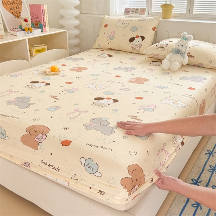 91家纺网 家纺一手货源 找家纺 多品家纺 2024新款超柔水洗棉ins风单品床笠 快乐玩伴