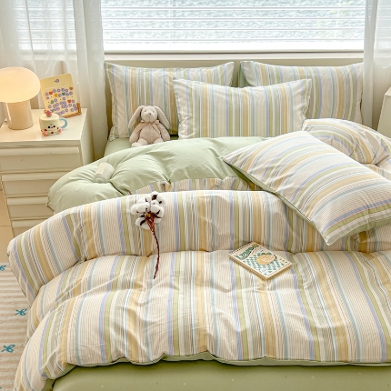 91家纺网 家纺一手货源 找家纺 （总）2025新款纯棉印花四件套13070全棉四件套小清新简约风