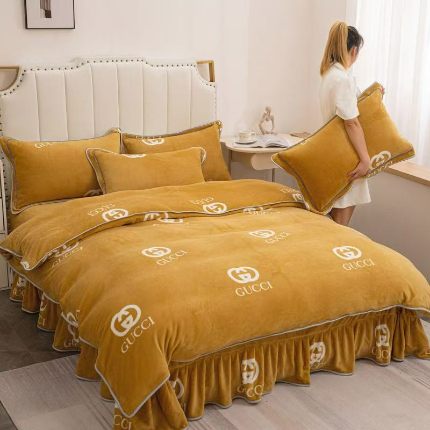 91家纺网 家纺一手货源 找家纺 （总）登登家纺 加厚印花牛奶金貂法莱宝宝绒四件套 