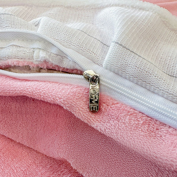 91家纺网 家纺一手货源 找家纺 9斤高端韩版少女心法式公主风贴布绣花牛奶绒四件套小清新绒兔毛绒法莱绒床盖被套丝绒兔毛绒法莱绒床盖被套 锦上添花-奶油粉 